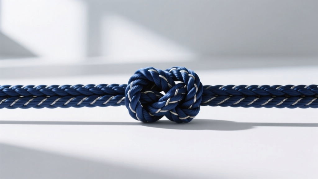 Final profile view of a secured Bunko Musubi knot featuring a braided 150-centimeter Obi-jime cord across the center.