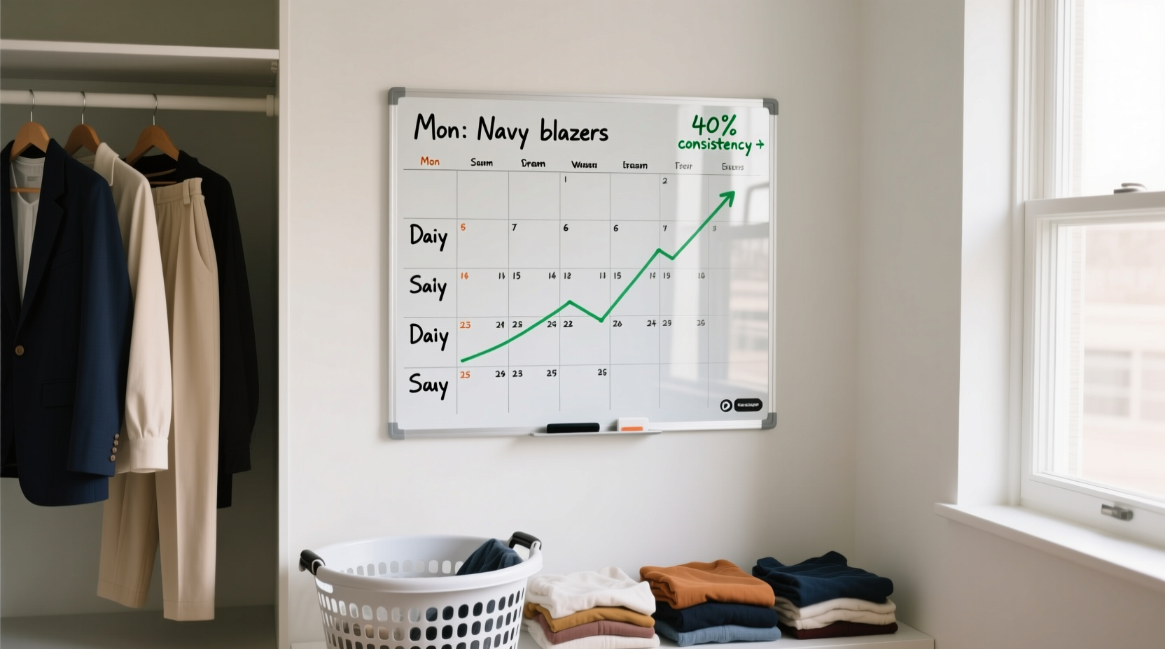 whiteboard calendar for closet organization
