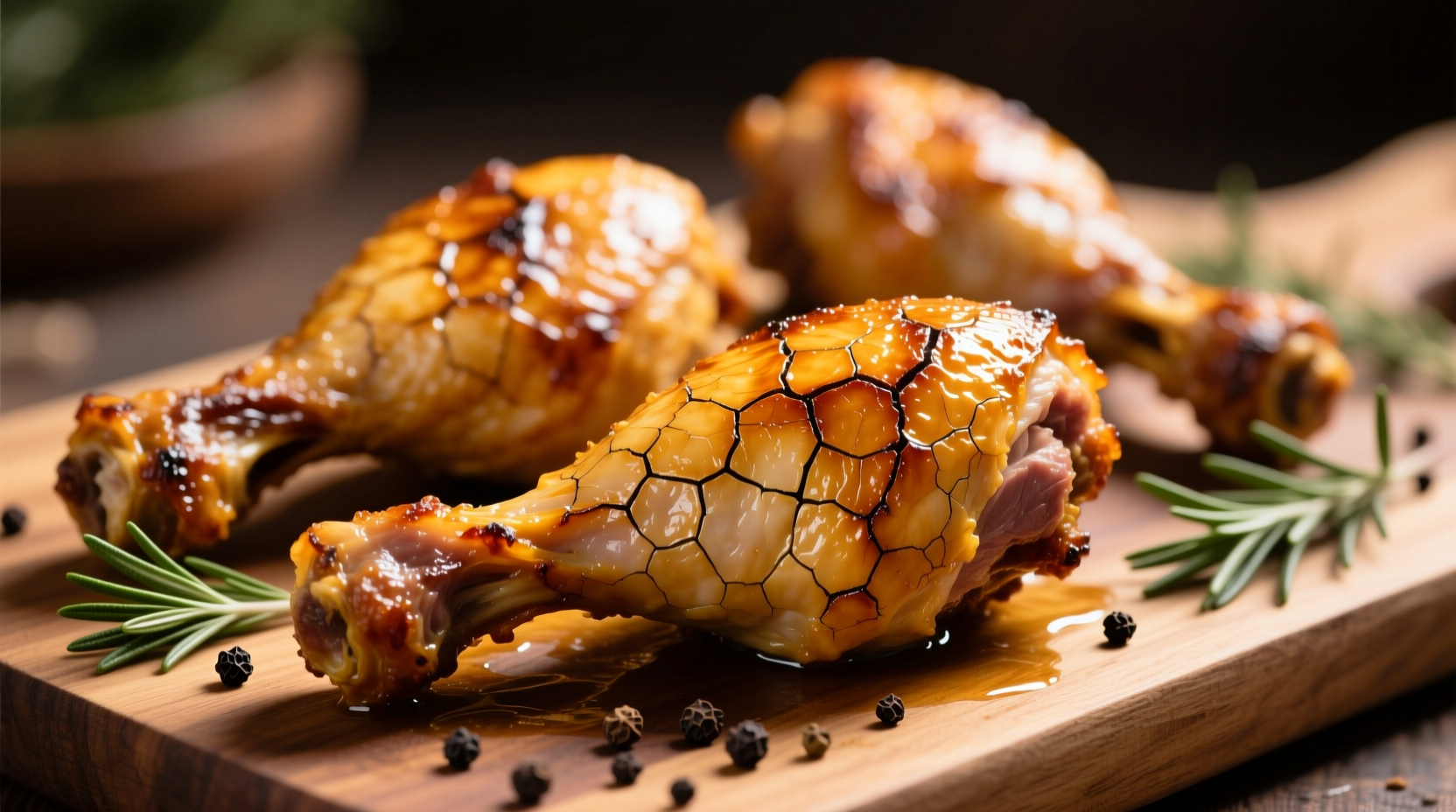 Perfectly roasted chicken legs with crispy golden skin