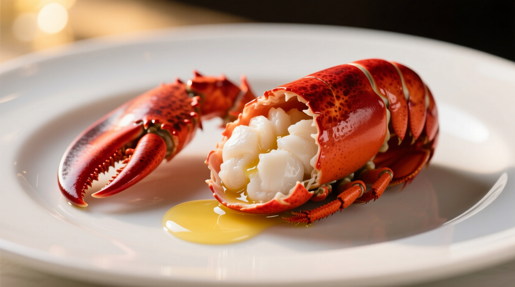 Perfectly boiled lobster tails on white plate