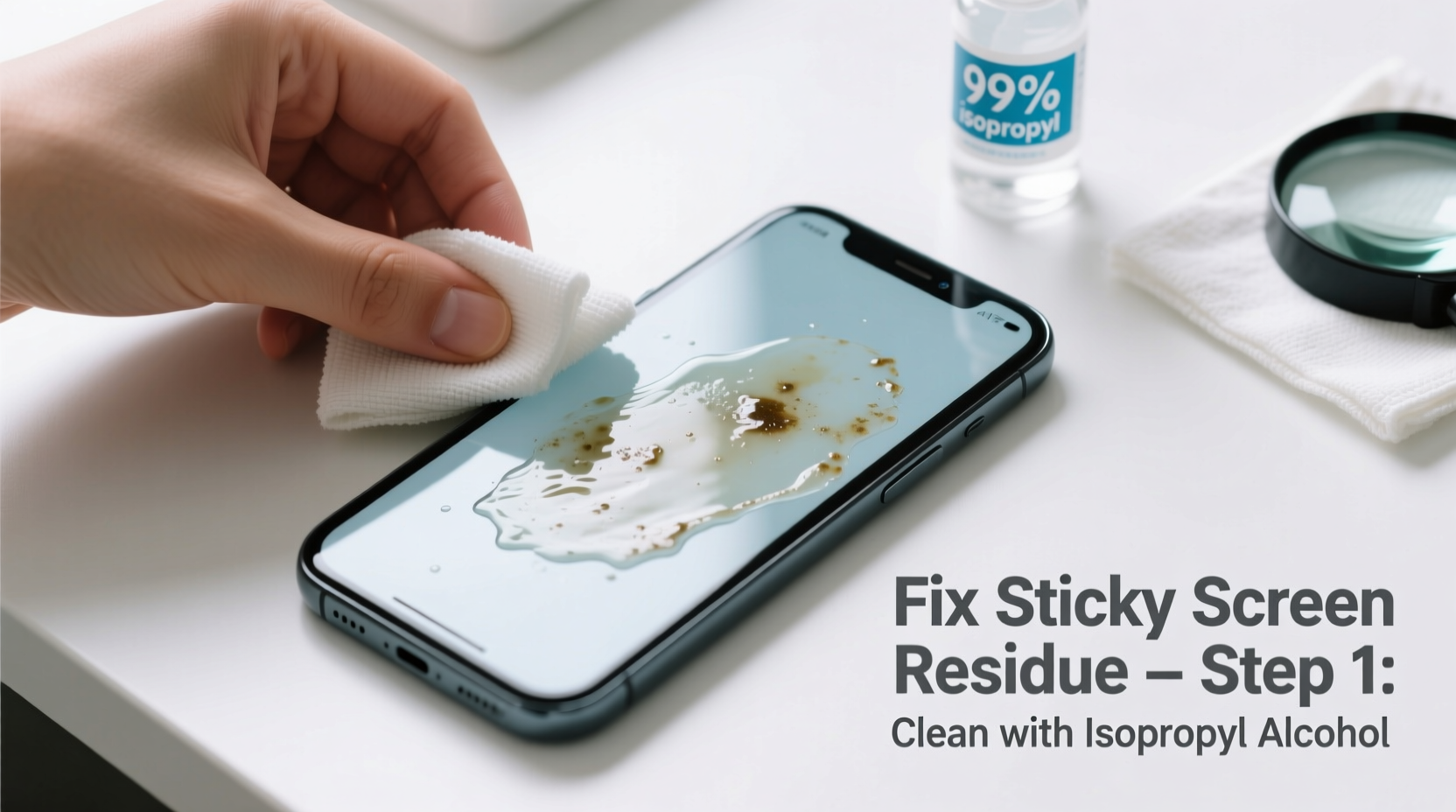 how to fix sticky phone screens caused by screen protector residue