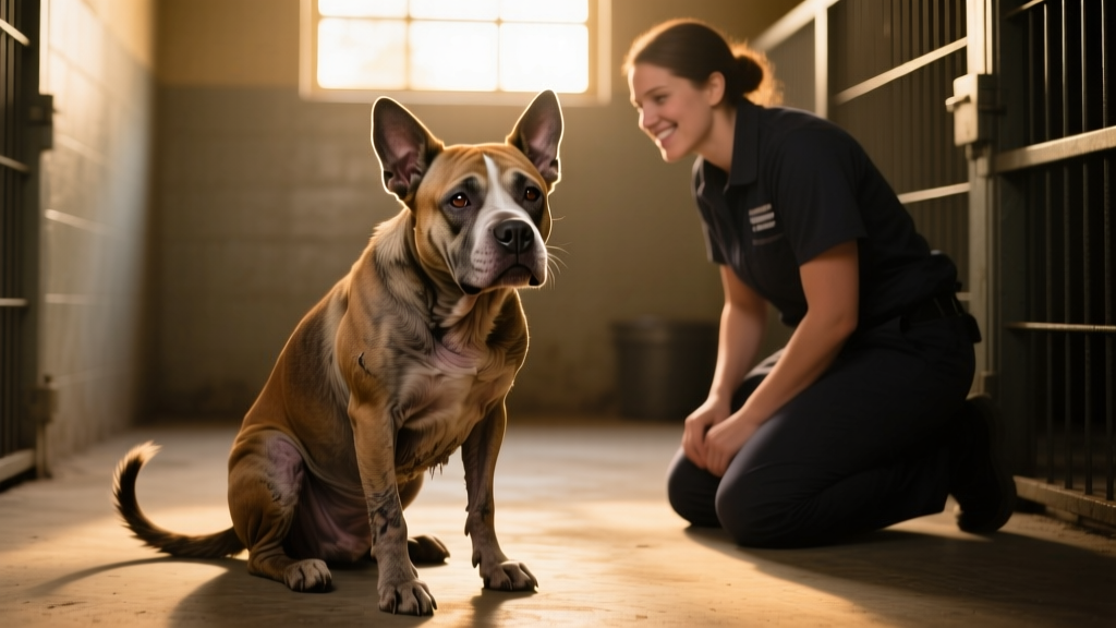'Saddest' Pit Bull at Shelter Immediately Lights Up Upon Realizing He's Being Rescued