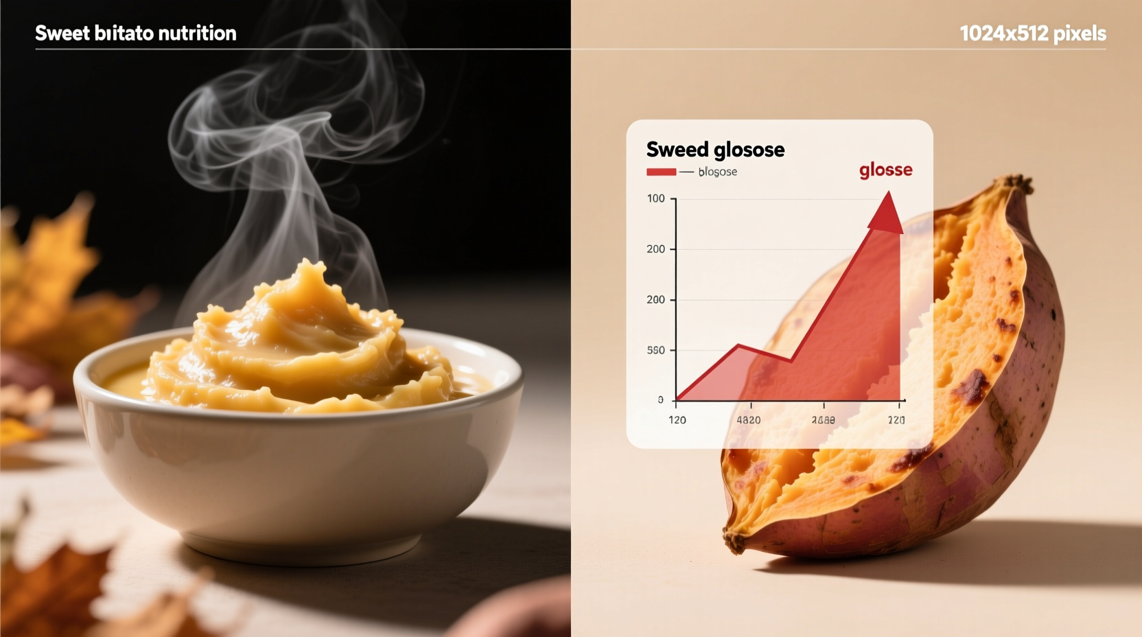 Fall harvest context: Boiled sweet potato mash showing low-GI preparation versus baked sweet potato blood sugar spike chart