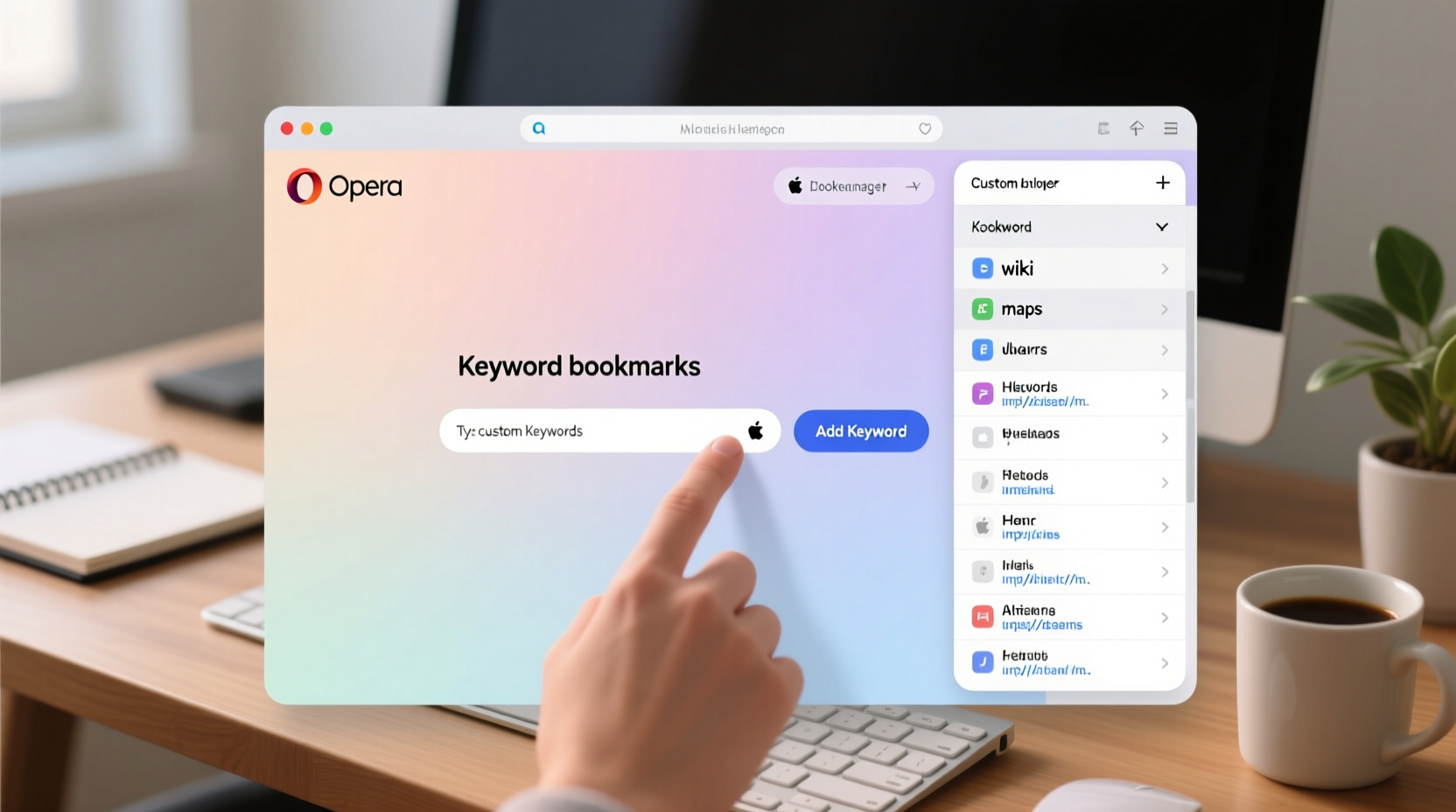 set up keyword bookmarks in opera