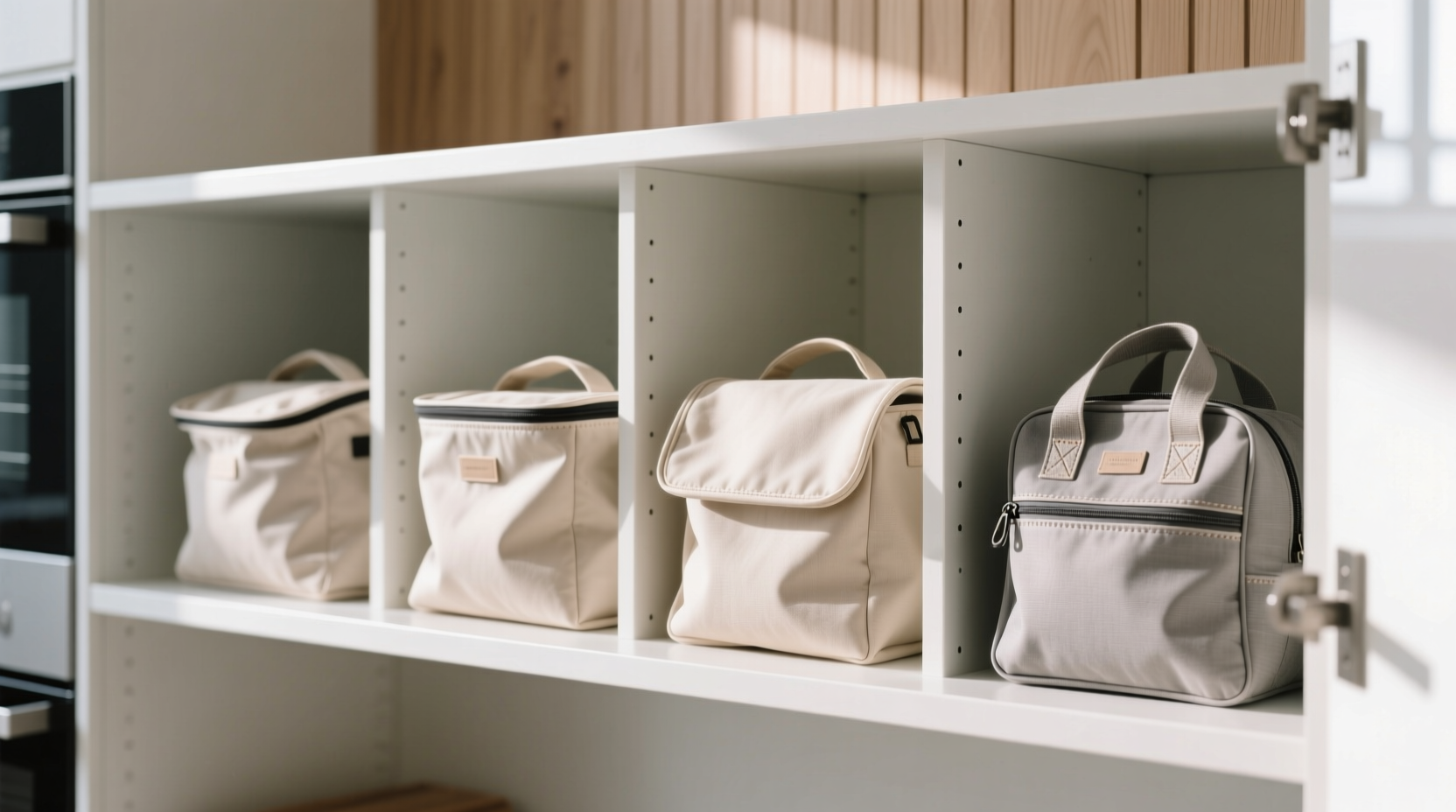 closet organization tips for totes lunch bags