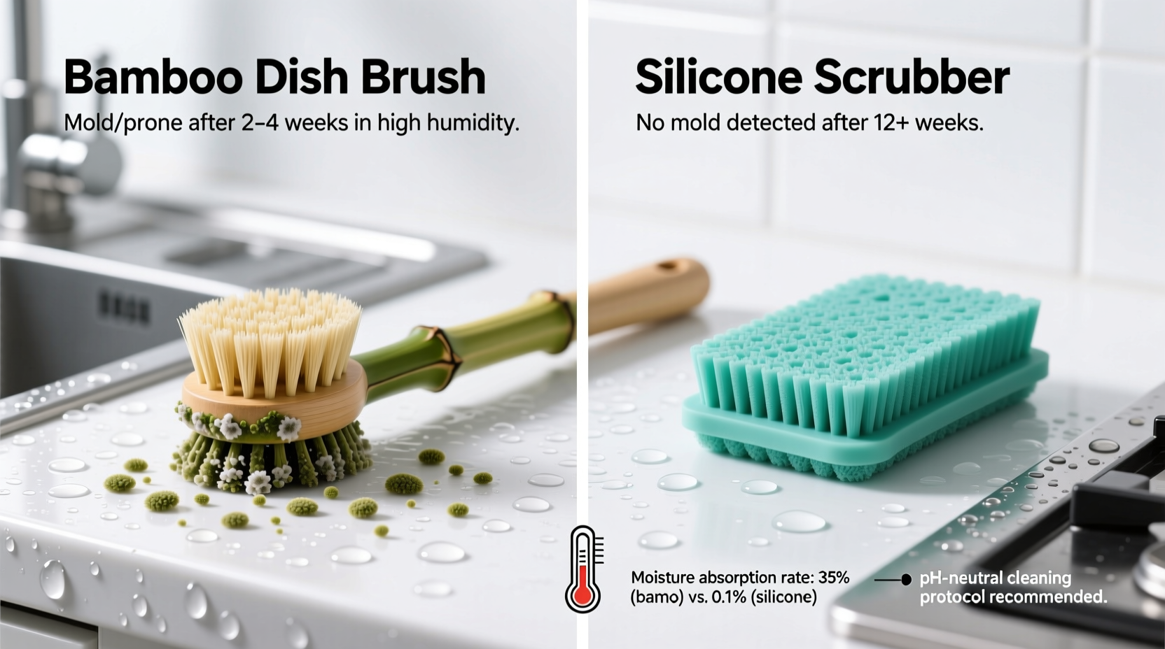 bamboo vs silicone scrubber mold resistance tested