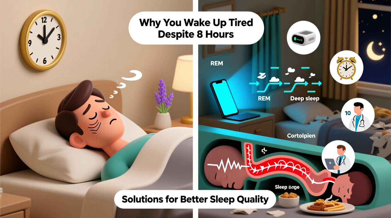 why do i wake up tired even after 8 hours sleep potential causes fixes