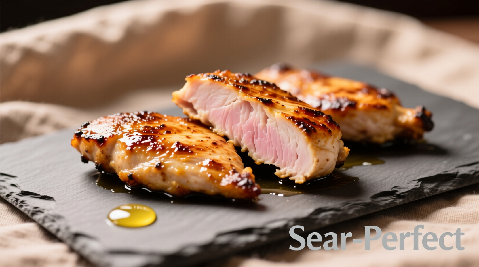 Perfectly seared chicken tenderloins with golden crust