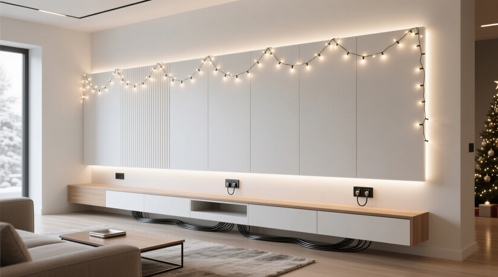 how to hide power strips when running dozens of christmas light strands