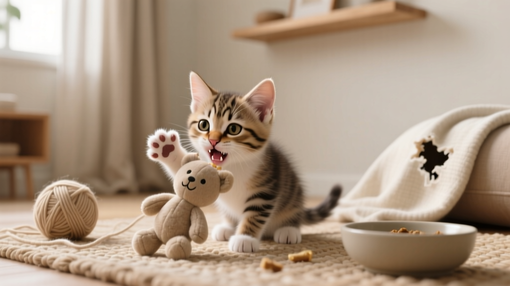 When cats changing his teeth is his behavior