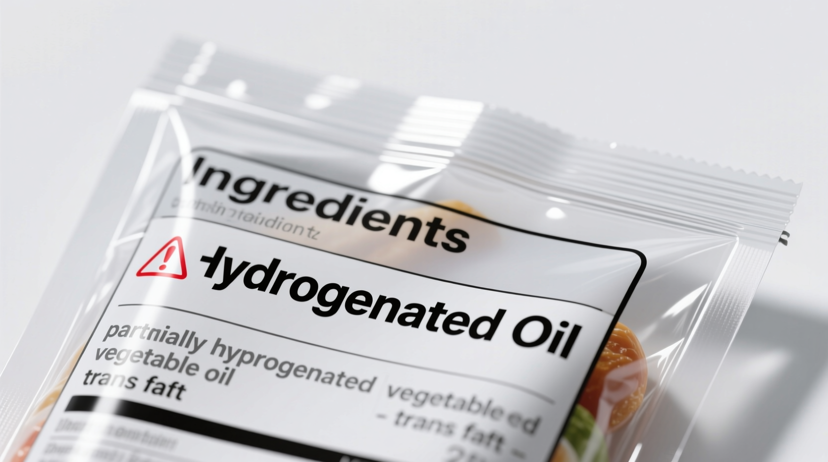 Food labels showing hydrogenated oil ingredients