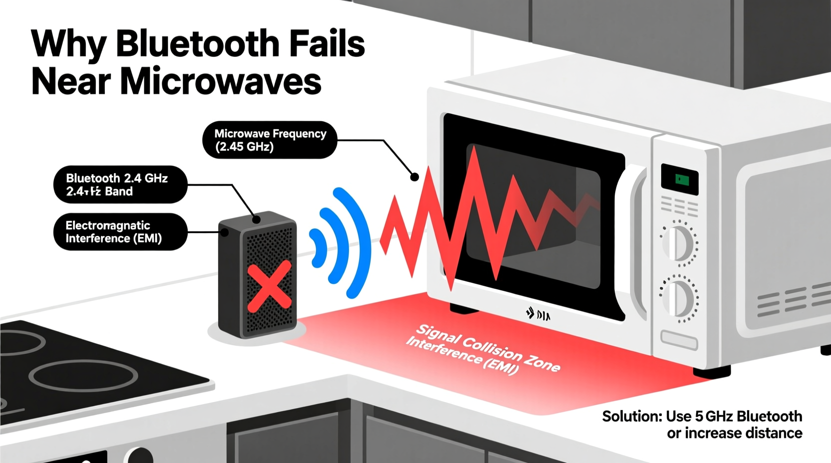 why does my bluetooth speaker cut out near microwaves and how to stop interference