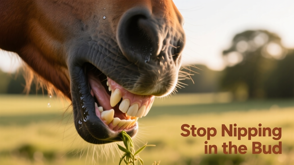 Close-up of a horse’s mouth showing strong incisors and lips, illustrating natural grazing anatomy