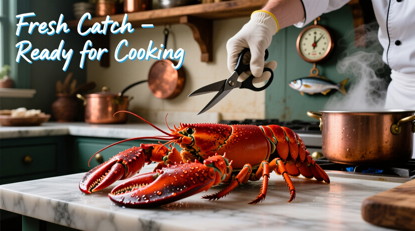 Fresh lobster being prepared for cooking