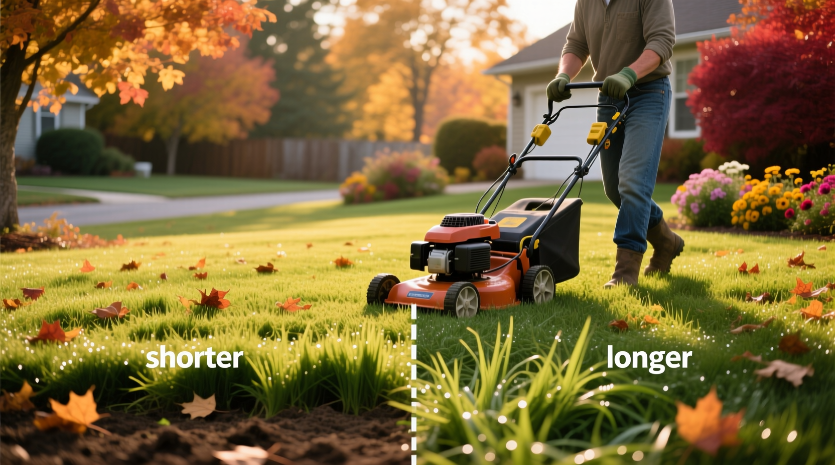 should you mow lawn longer or shorter in fall