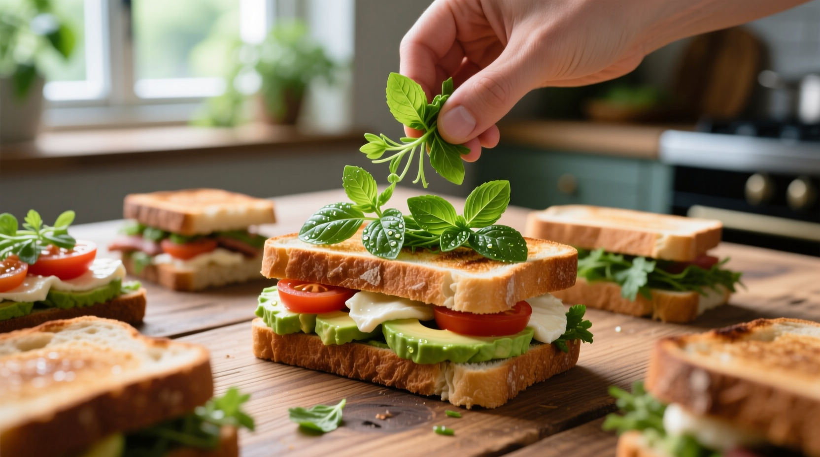 add herbs to sandwiches
