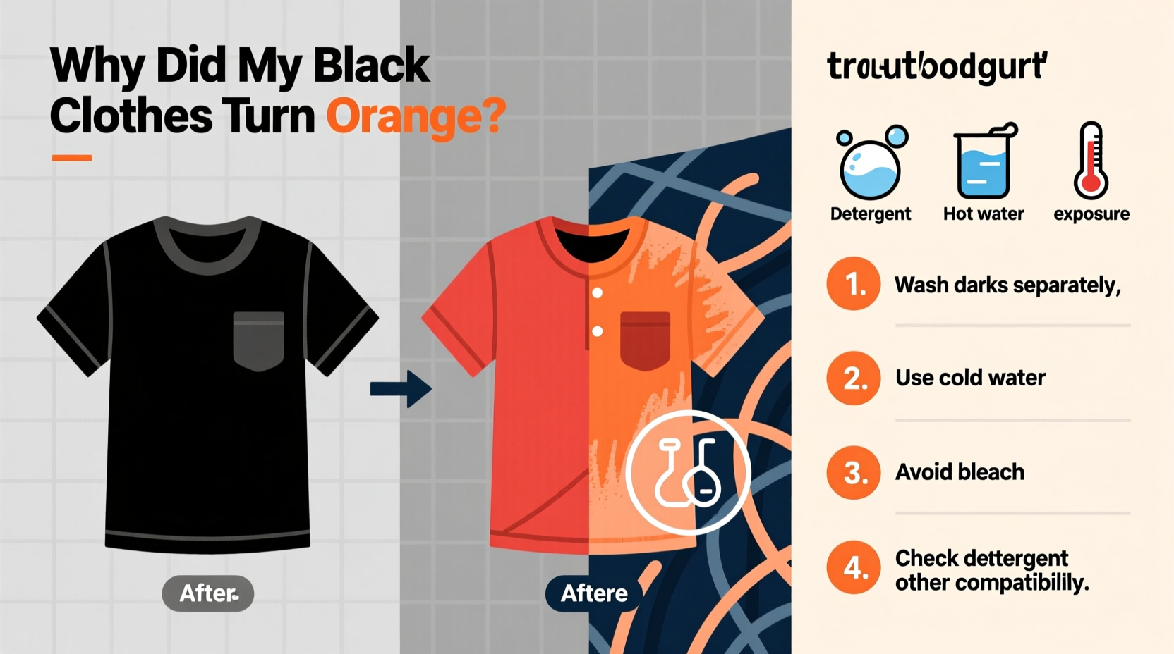 why did my black clothes turn orange in the wash troubleshooting guide