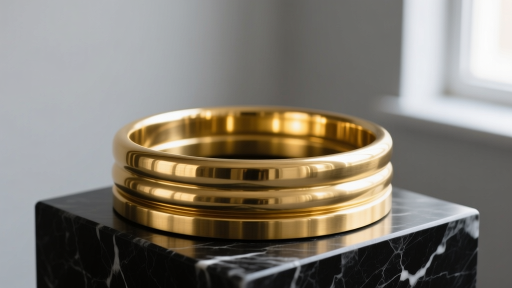 A brass wrestling ring core with gold plating, showing contrast between dull base metal and a bright gold surface.