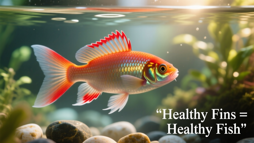 Close-up of a healthy fish with intact, vibrant fins swimming in clear water