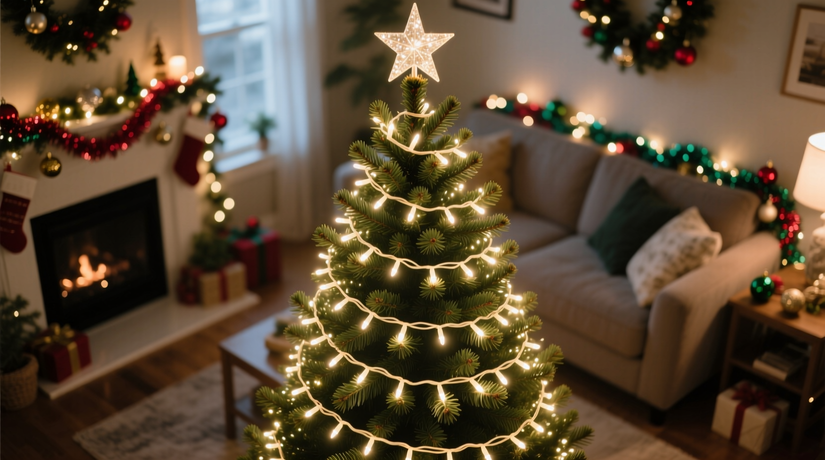 how to wrap a christmas tree evenly with lights for maximum sparkle and coverage