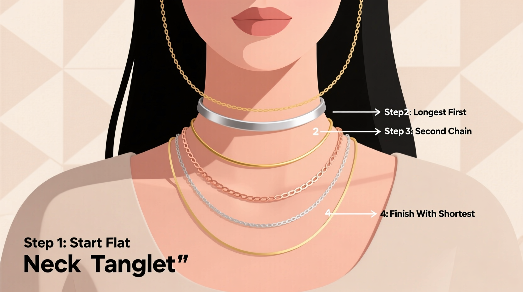 step by step guide to layering necklaces without tangling them