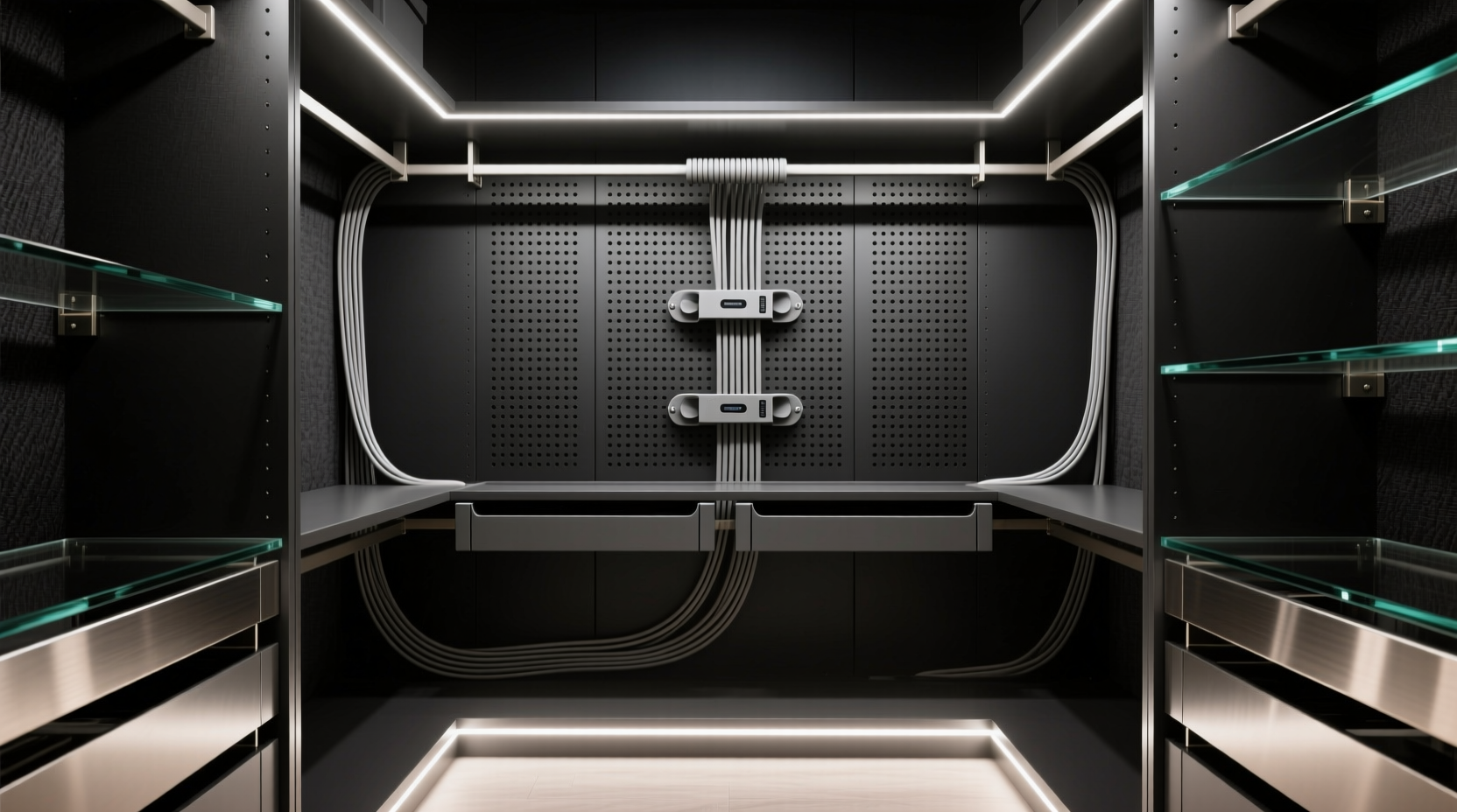 closet cable management for smart mirrors