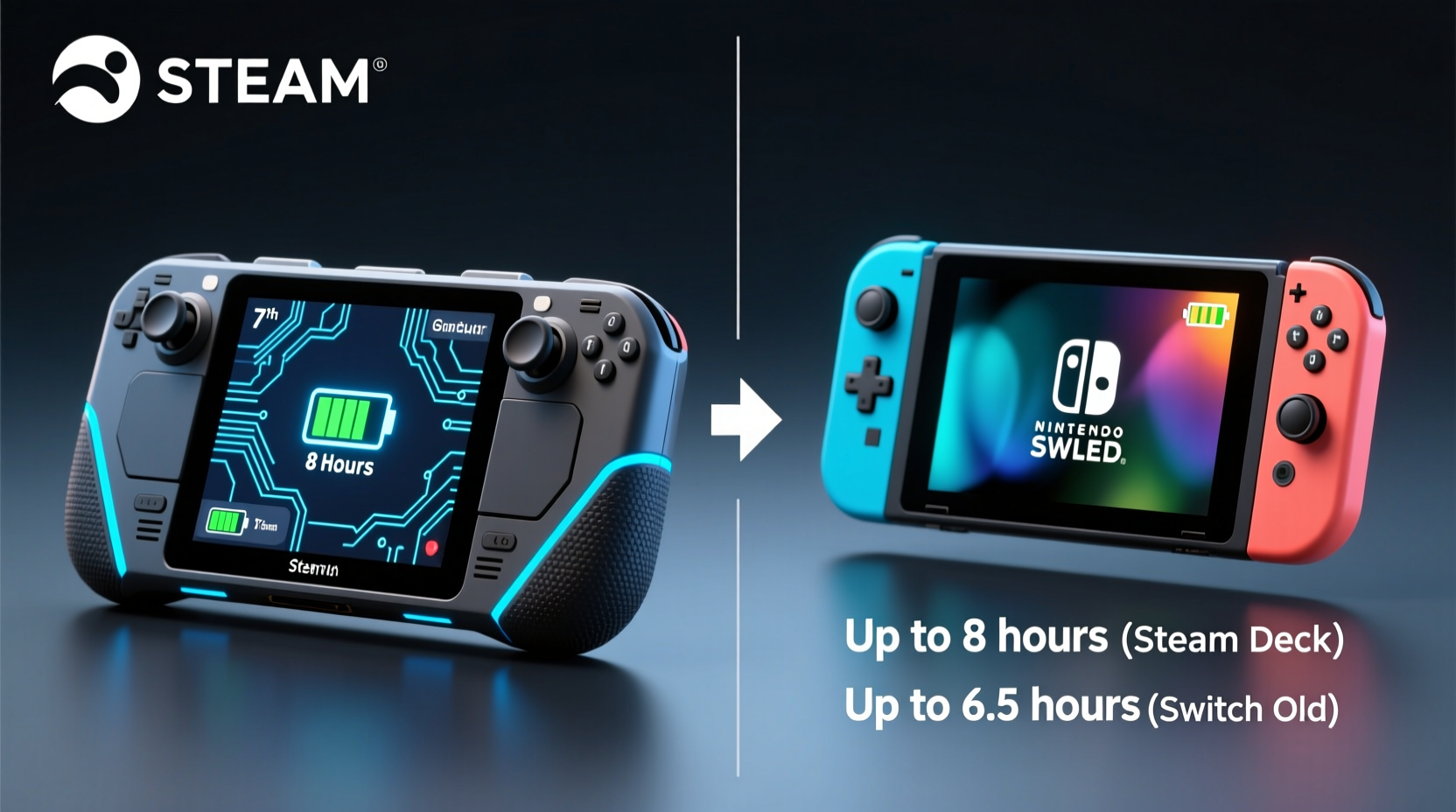 steam deck vs nintendo switch oled which handheld lasts longer on a single charge