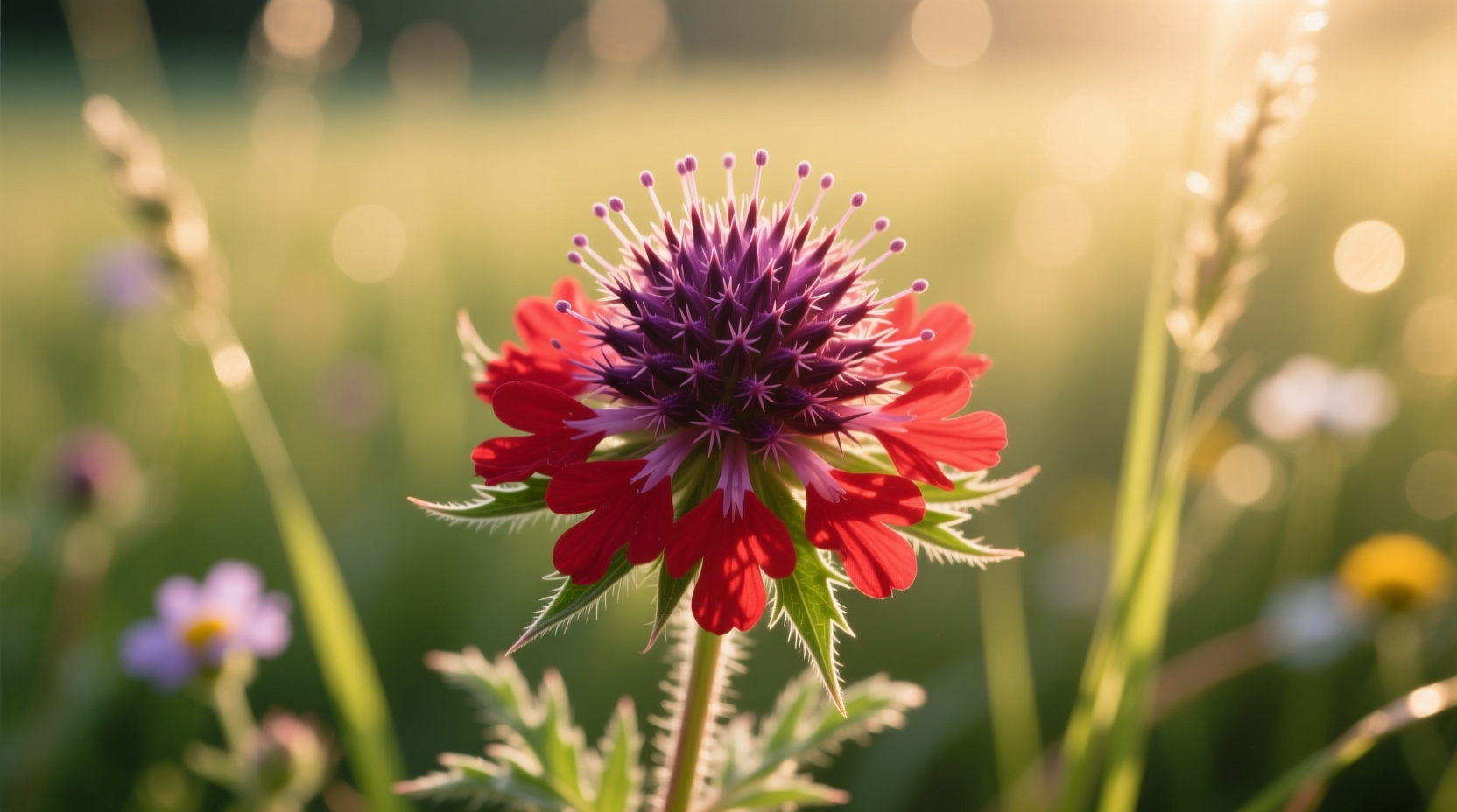 red pincushion flower