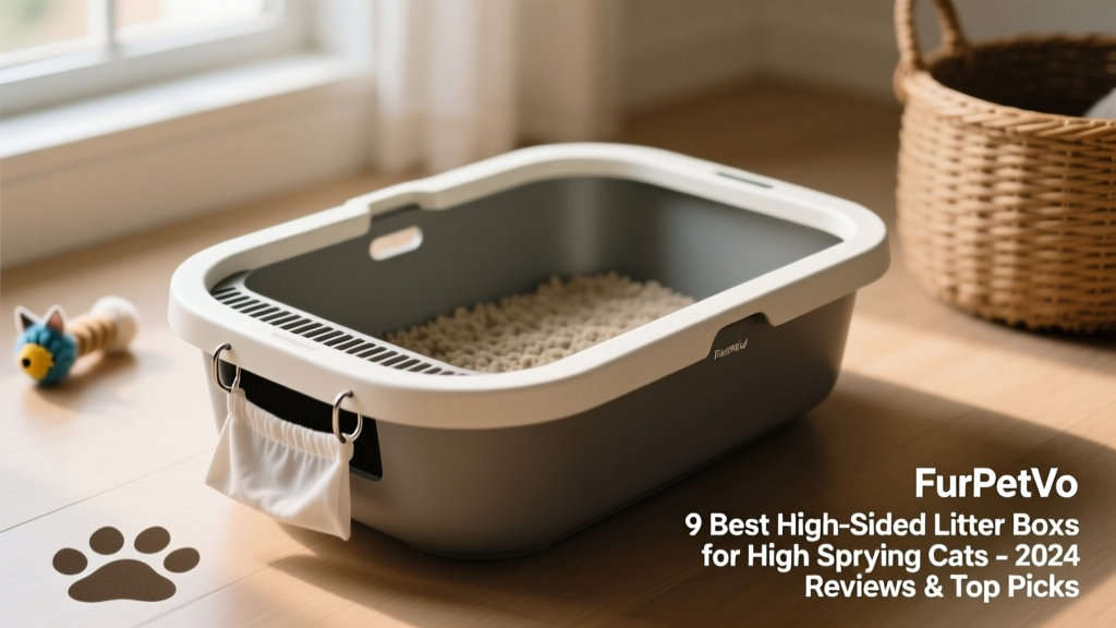 Close-up of the FurPetVo Cat Pan with Rim highlighting the elevated outer rim and litter bag hooks