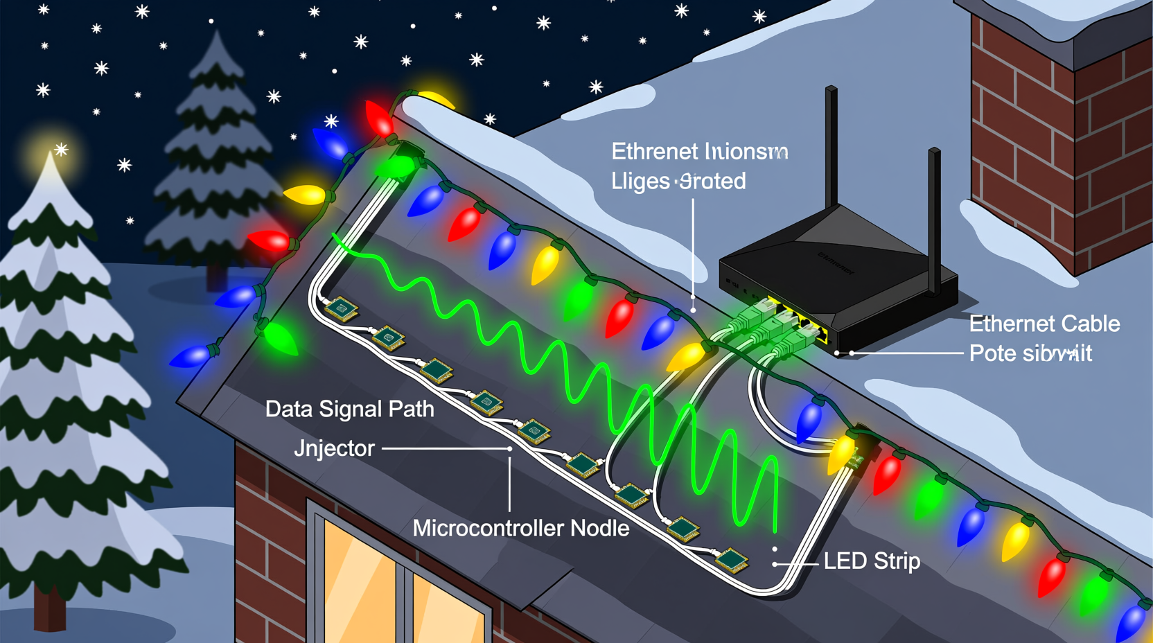 can you use ethernet cables to transmit data through christmas light displays