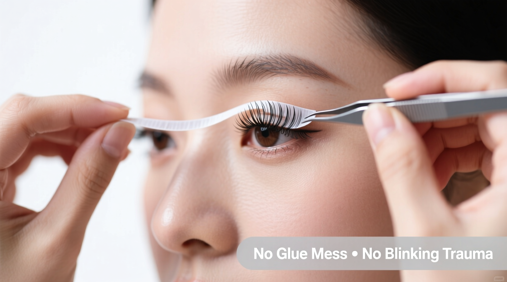 how to apply false eyelashes without glue mess or blinking trauma