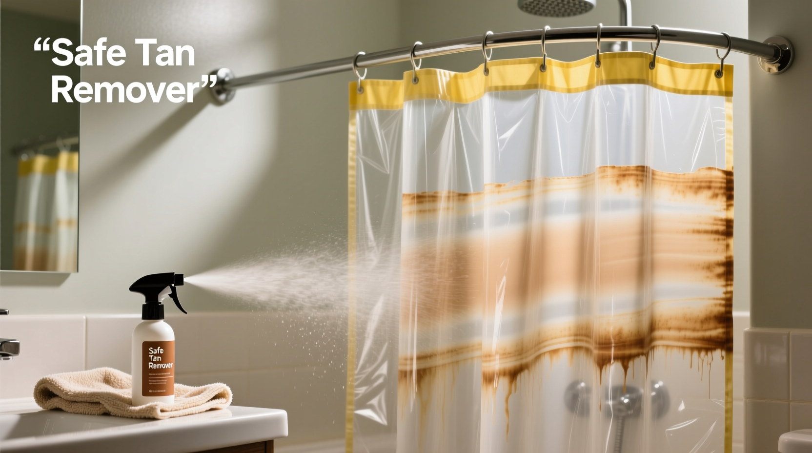 how to remove fake tan from shower curtains no chlorine