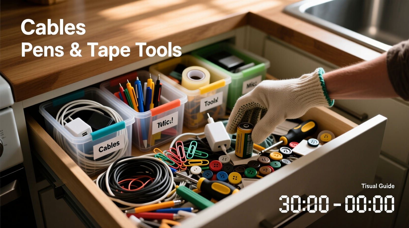 how to organize a chaotic junk drawer in under 30 minutes