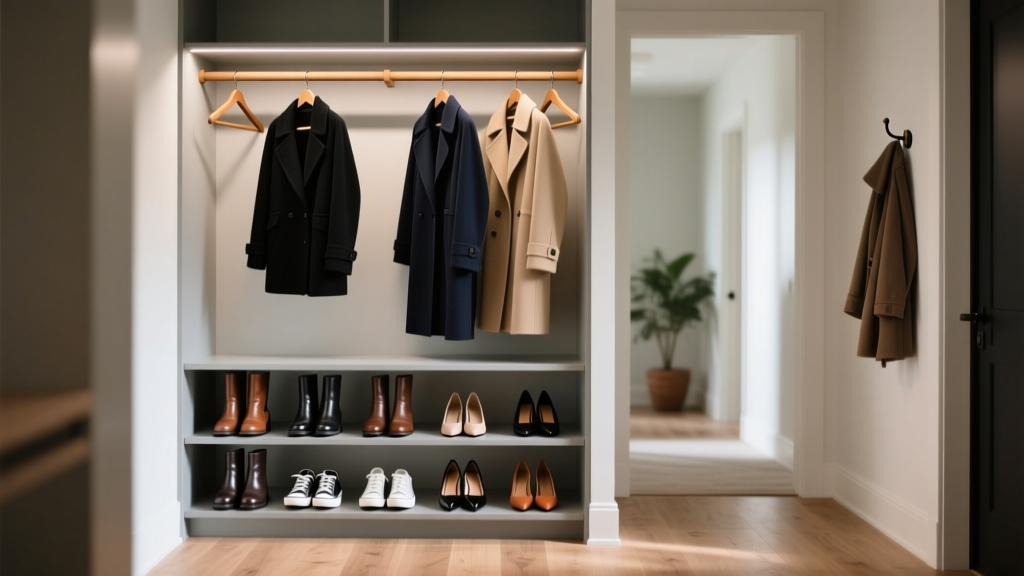 Entryway Closet Organization: Coats & Shoes Sorted