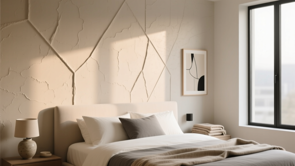 Bedroom Textured Plaster Headboard Wall - The Decor Mag