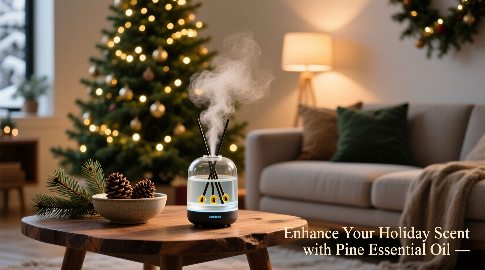 how to use essential oil diffusers to enhance christmas tree pine scent