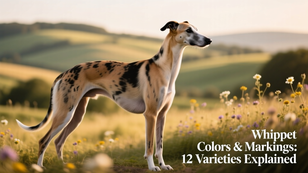 A sleek Whippet standing confidently in soft natural light, showcasing its athletic build and smooth coat