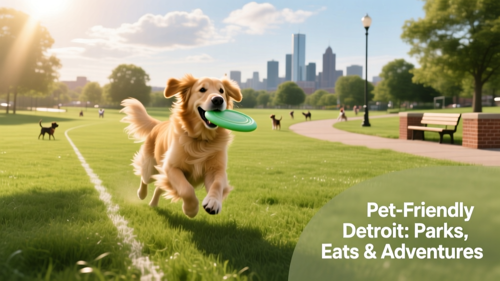 A happy dog running with a frisbee in its mouth across a sunlit, grassy dog park