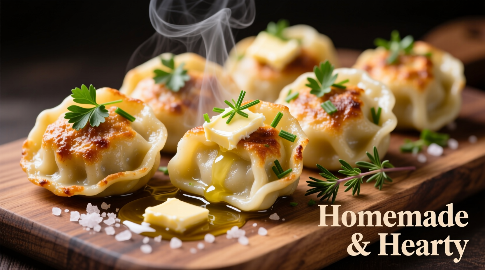 Perfectly cooked potato dumplings with butter and herbs