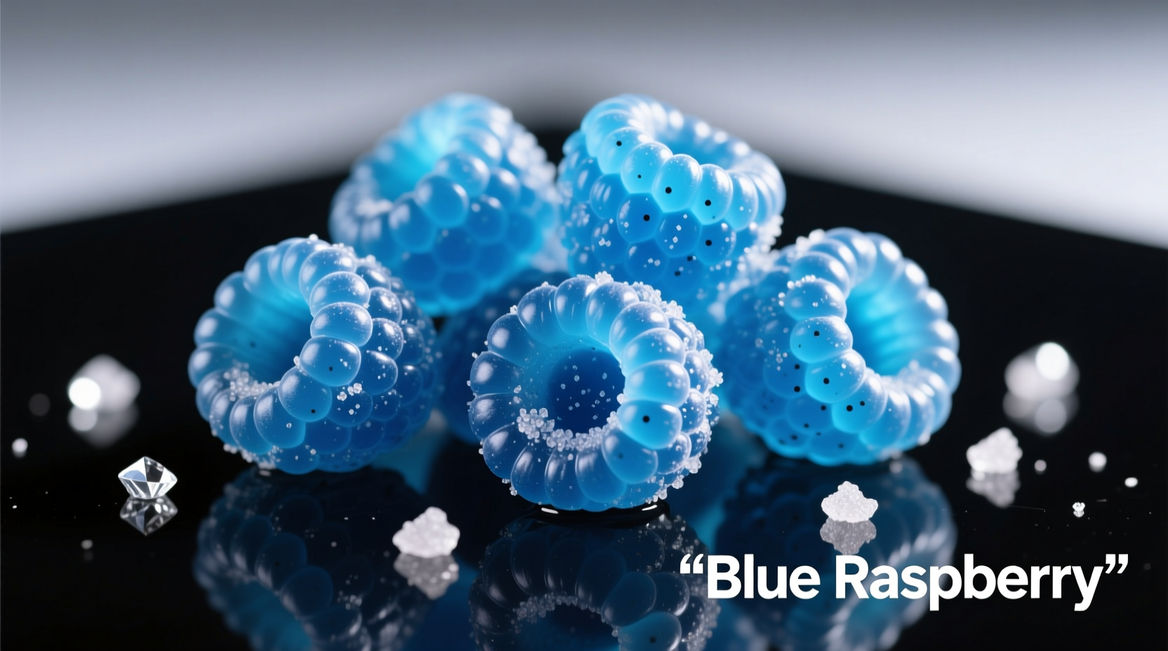 Close-up of blue raspberry flavored candy pieces