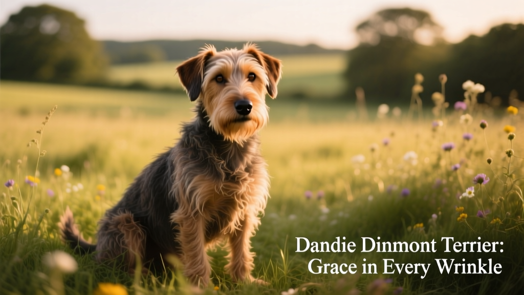 dandie dinmont terrier sitting in grass