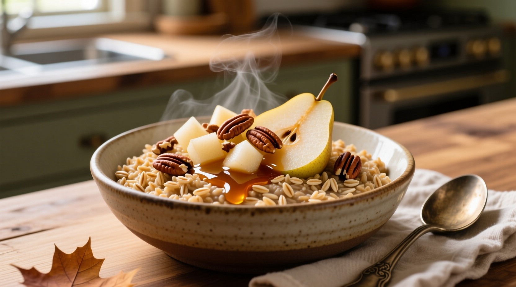 maple pear pecan slow cooker steel cut oats