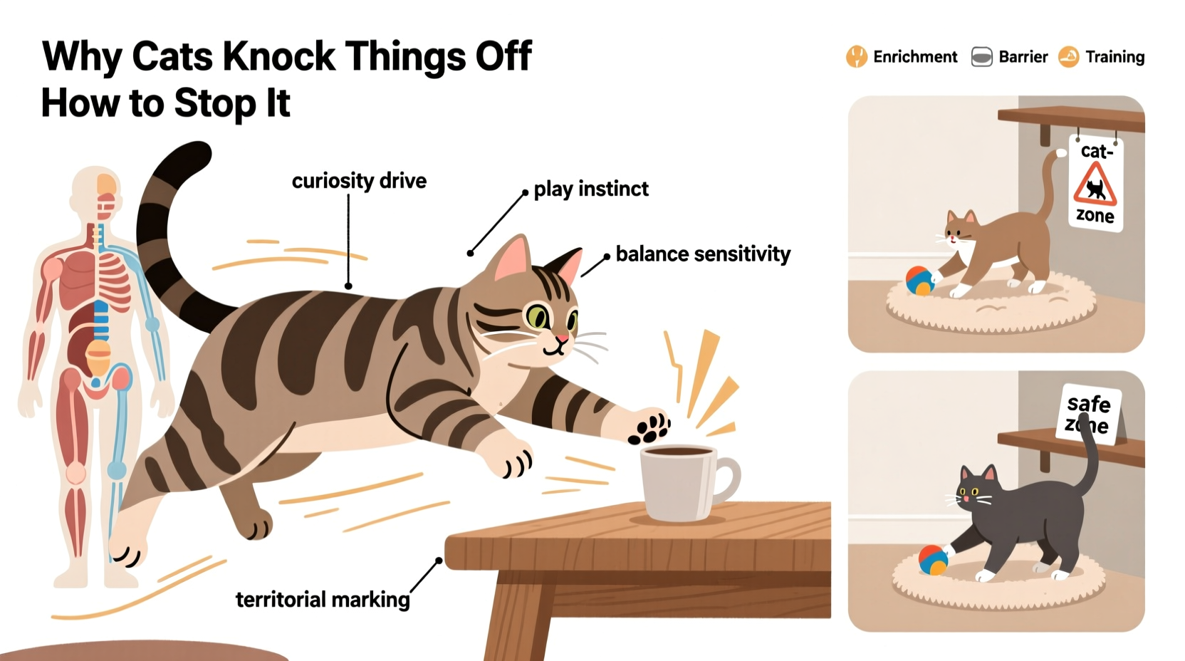 why do cats knock things off tables and how to stop the behavior