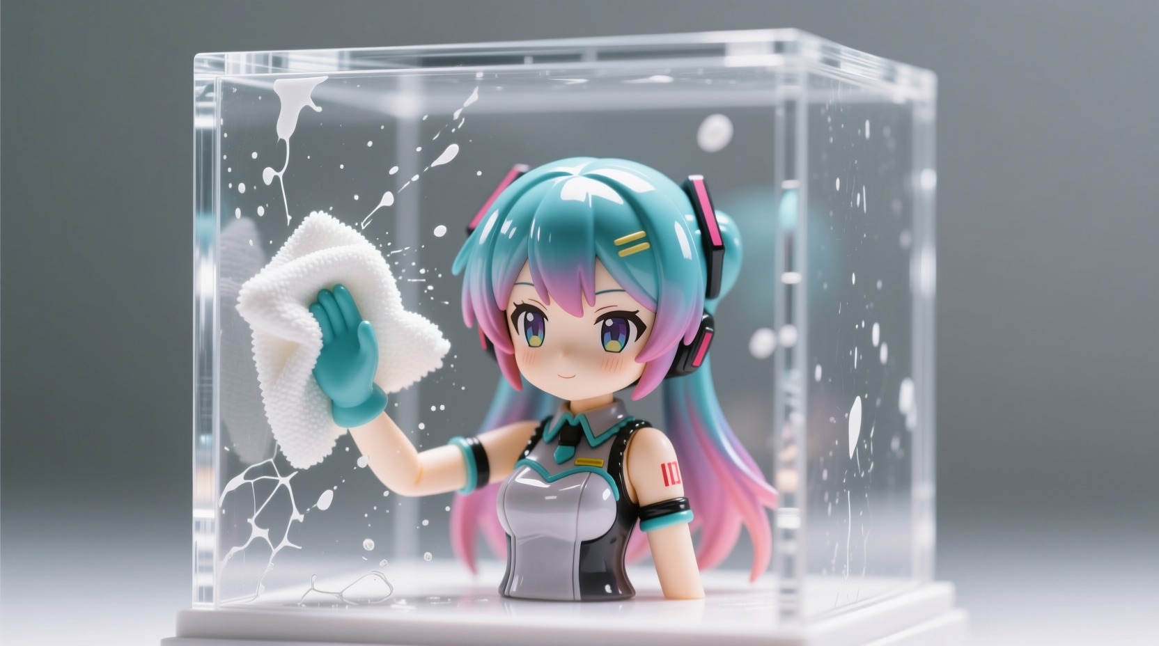 how to sanitize figure cases after detergent splatter