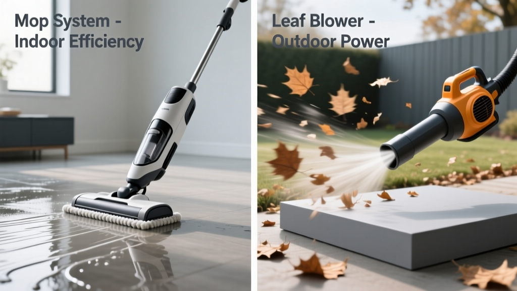 Mop System vs Leaf Blower: Indoor Cleaning vs Yard Debris