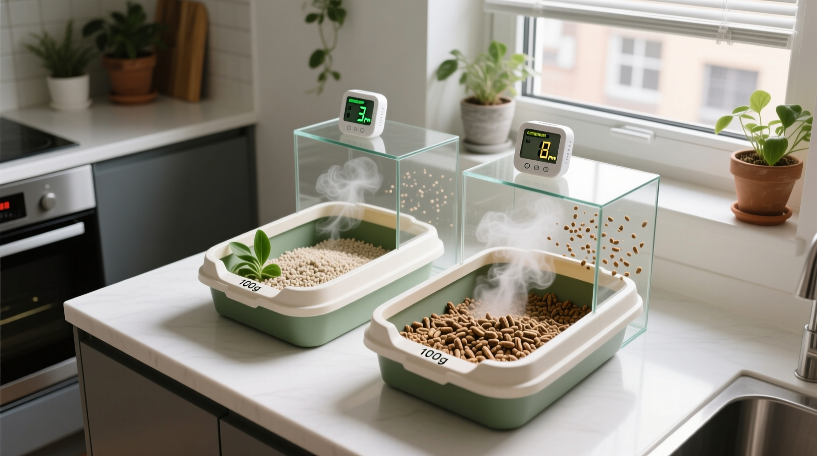 compostable vs wood pellet litter ammonia control in small spaces