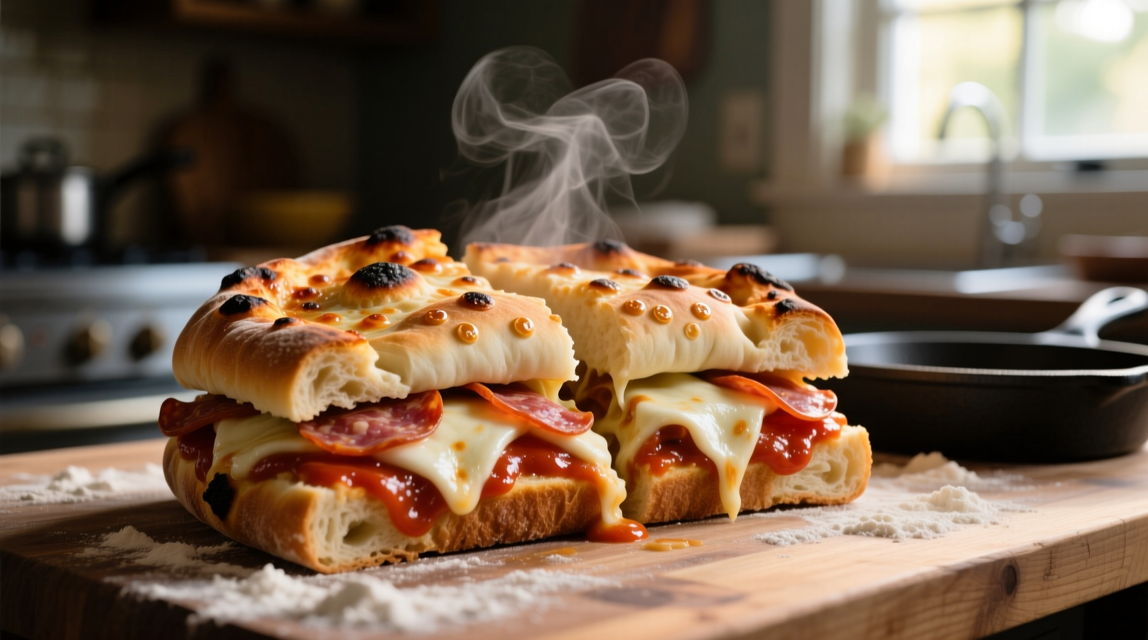 make a sandwich with pizza dough bread