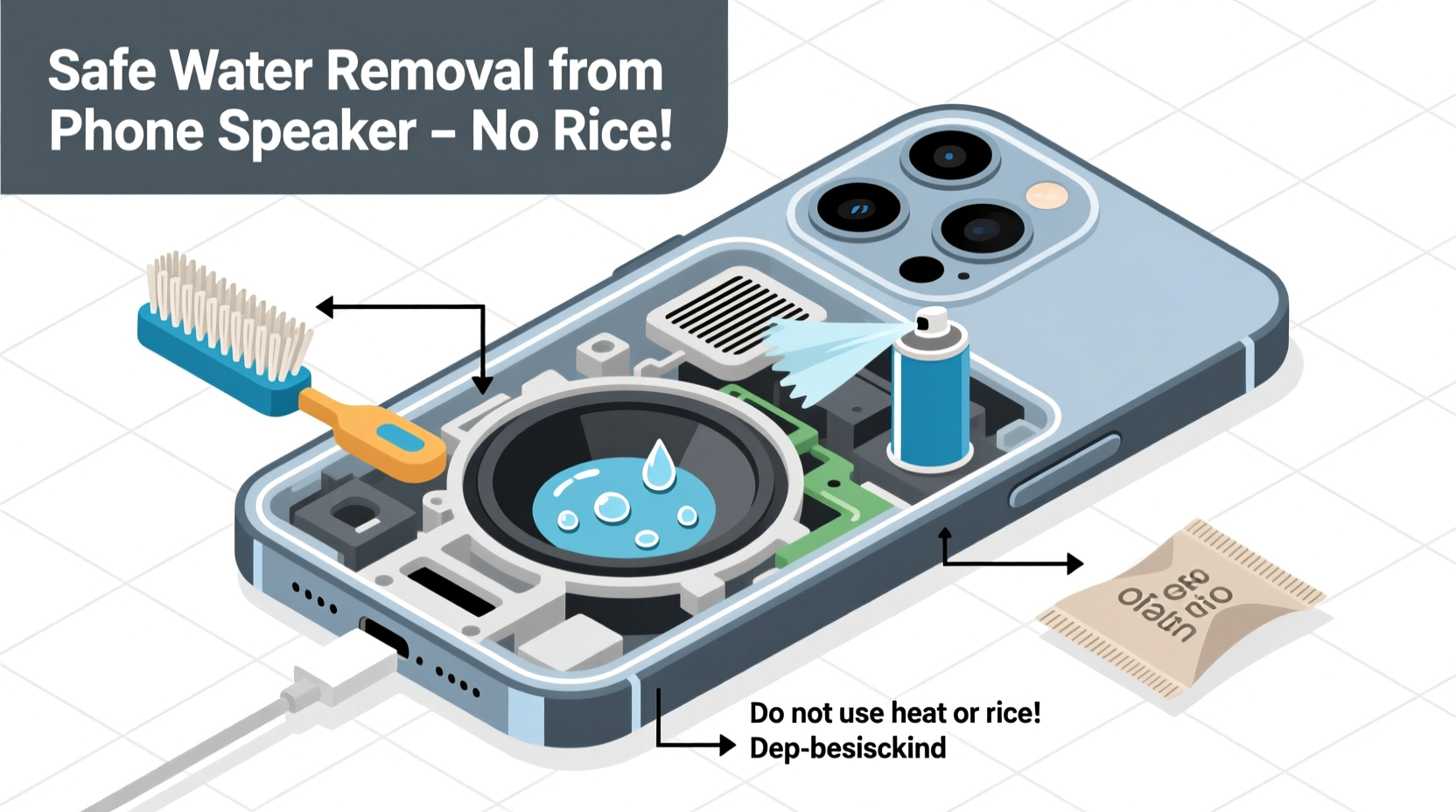 how to safely remove water from inside your phone speaker without rice