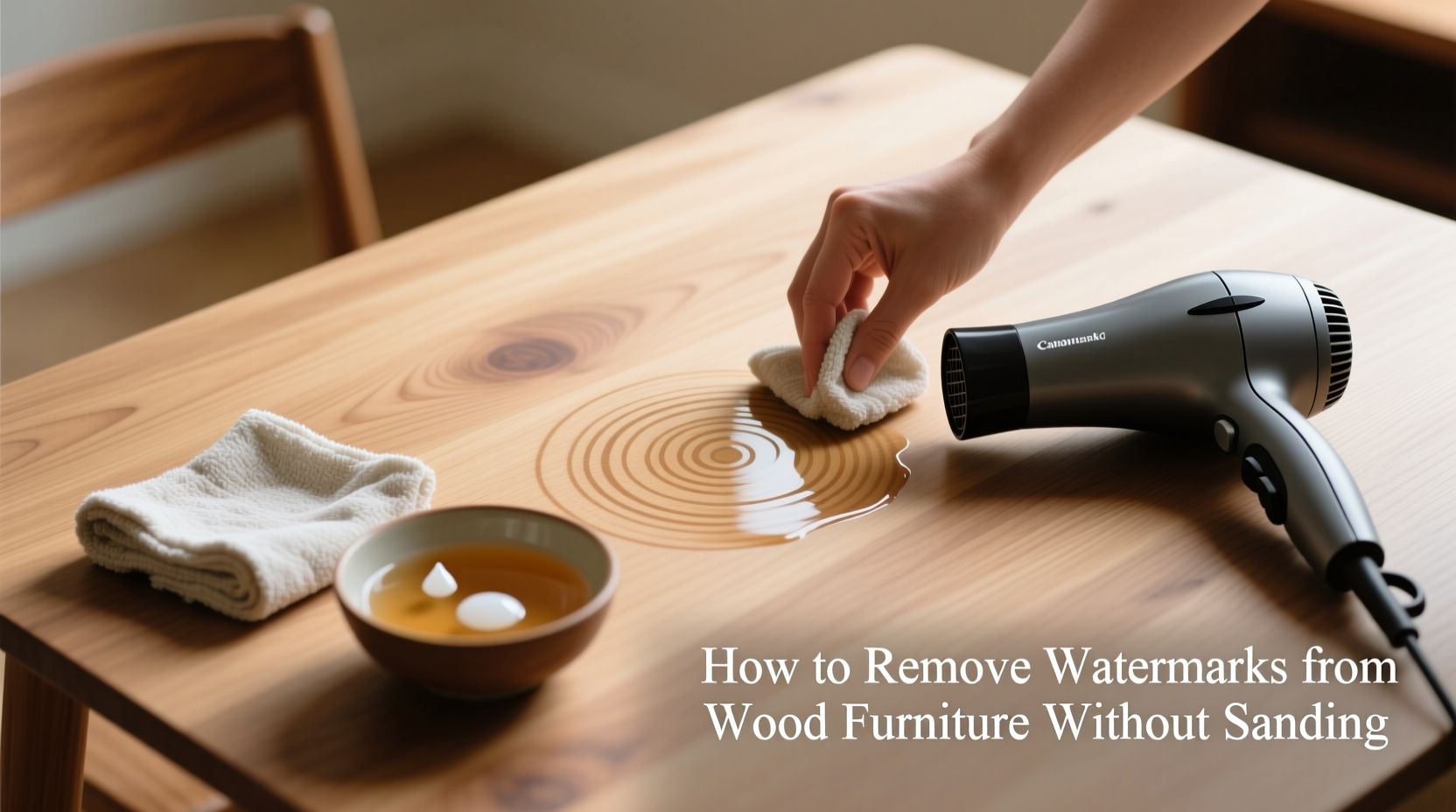 how to remove watermarks from wood furniture without sanding