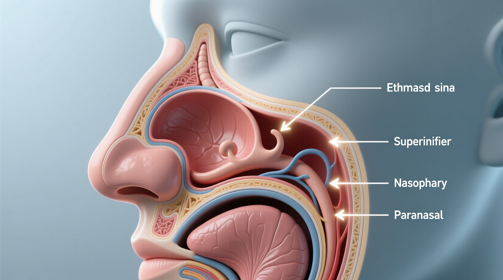 Medical illustration showing proper nasal anatomy